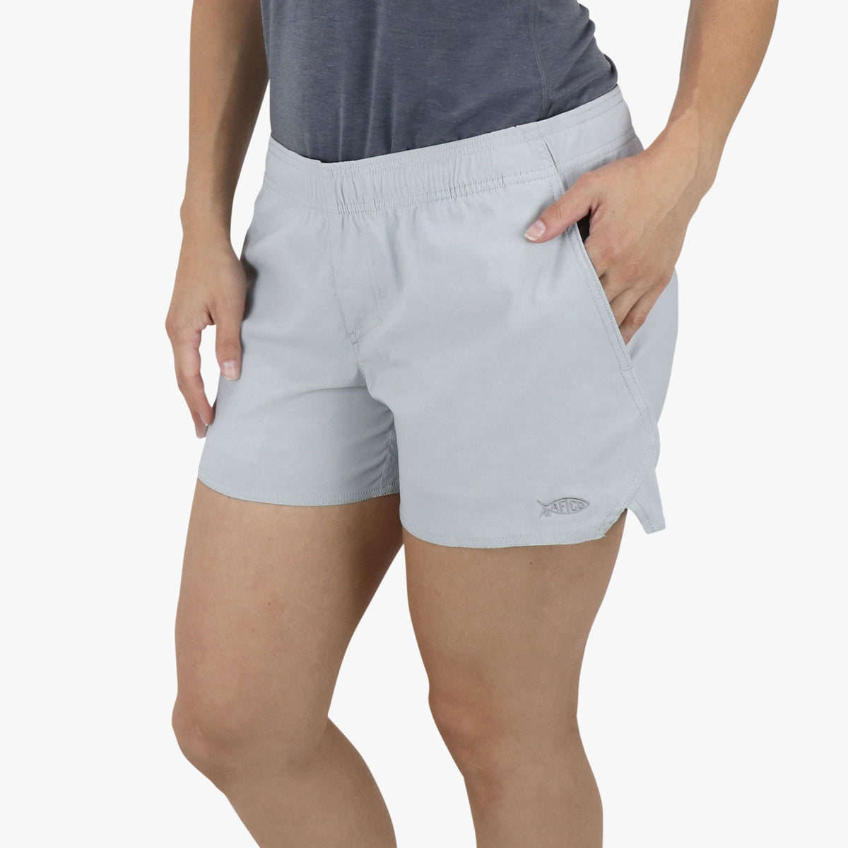 Light Gray Women's Sirena Hybrid Tech Shorts / AFTCO Discount