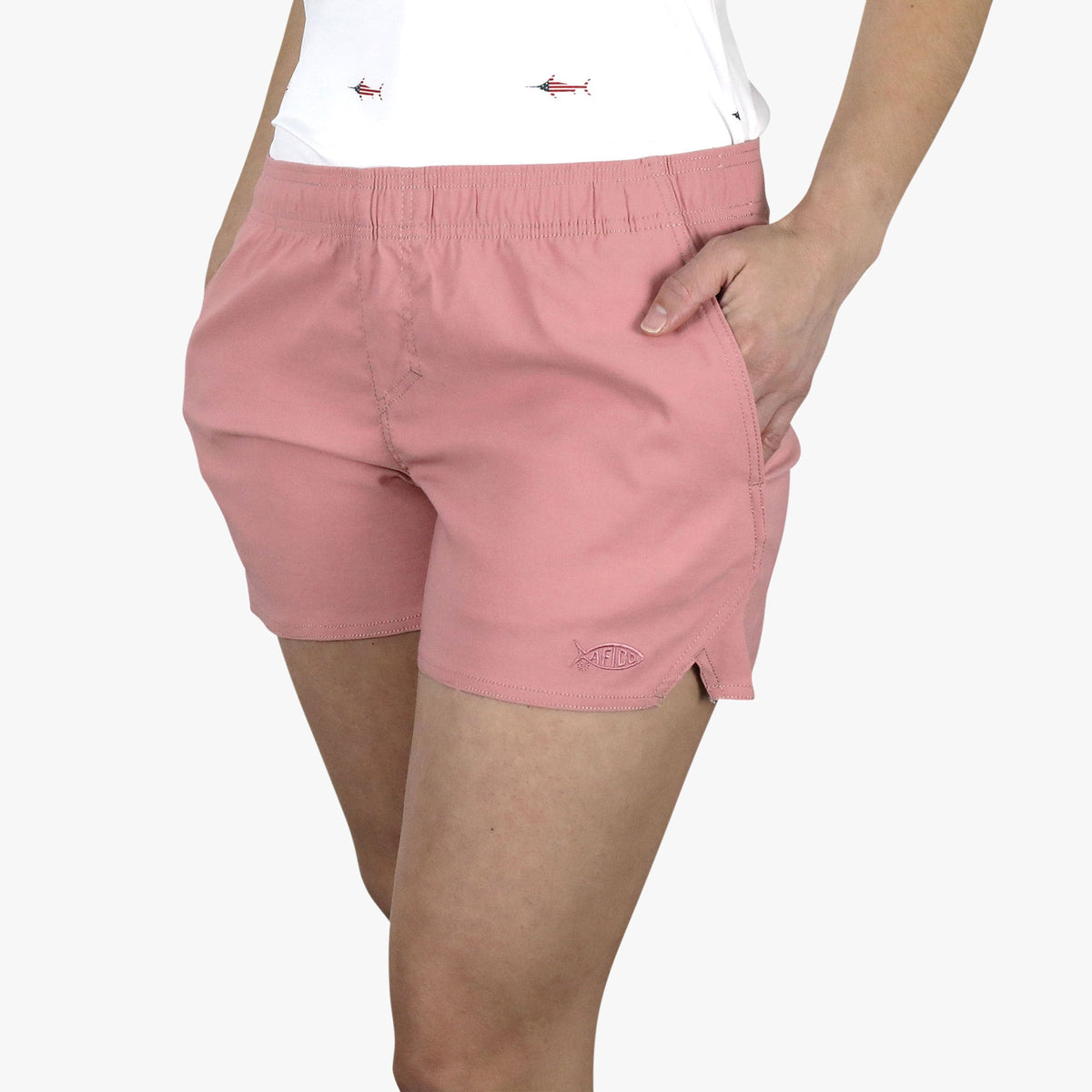 Light Gray Women's Sirena Hybrid Tech Shorts / AFTCO Discount