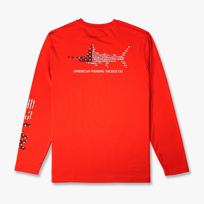 Moulting Craw Jigfish Americana LS Performance Fishing Shirt / AFTCO Value