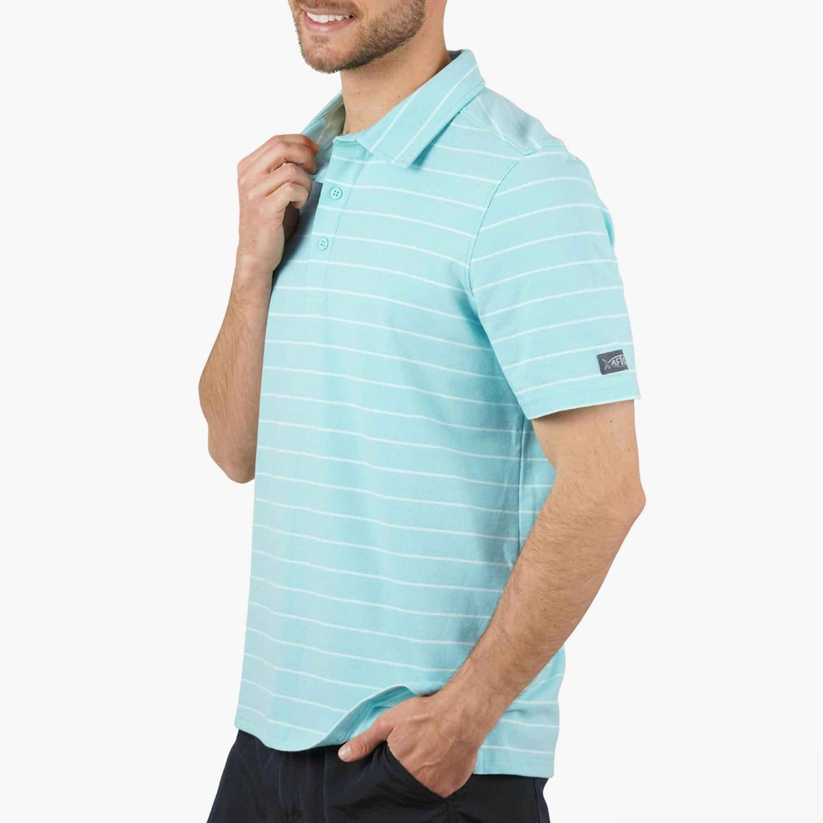 Slate Blue Heather Butterfish Fishing Polo Shirt / AFTCO Popular