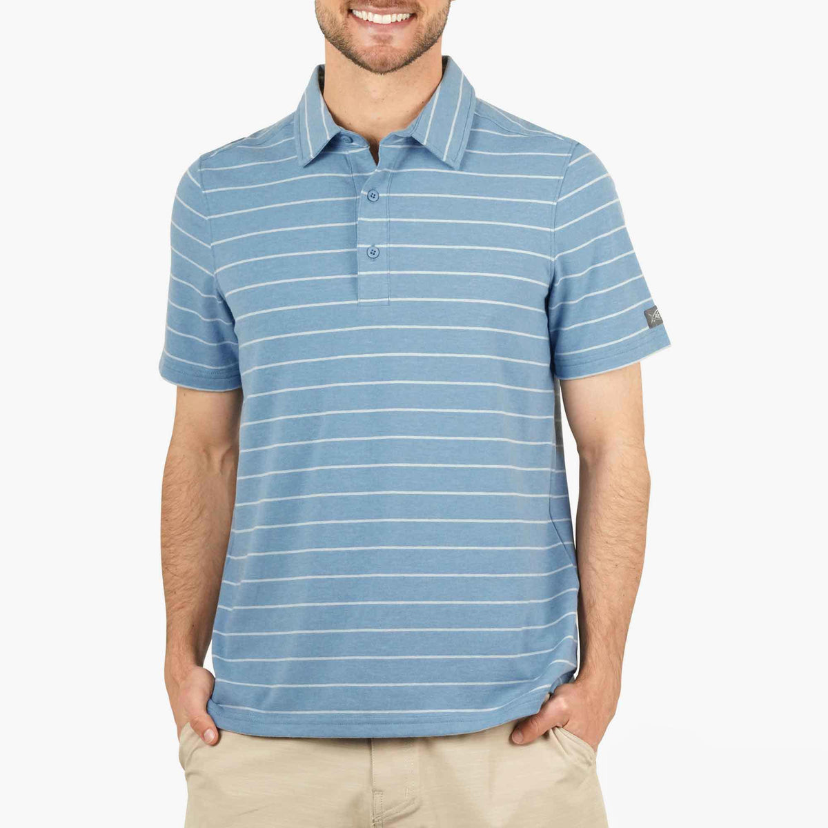 Slate Blue Heather Butterfish Fishing Polo Shirt / AFTCO Popular