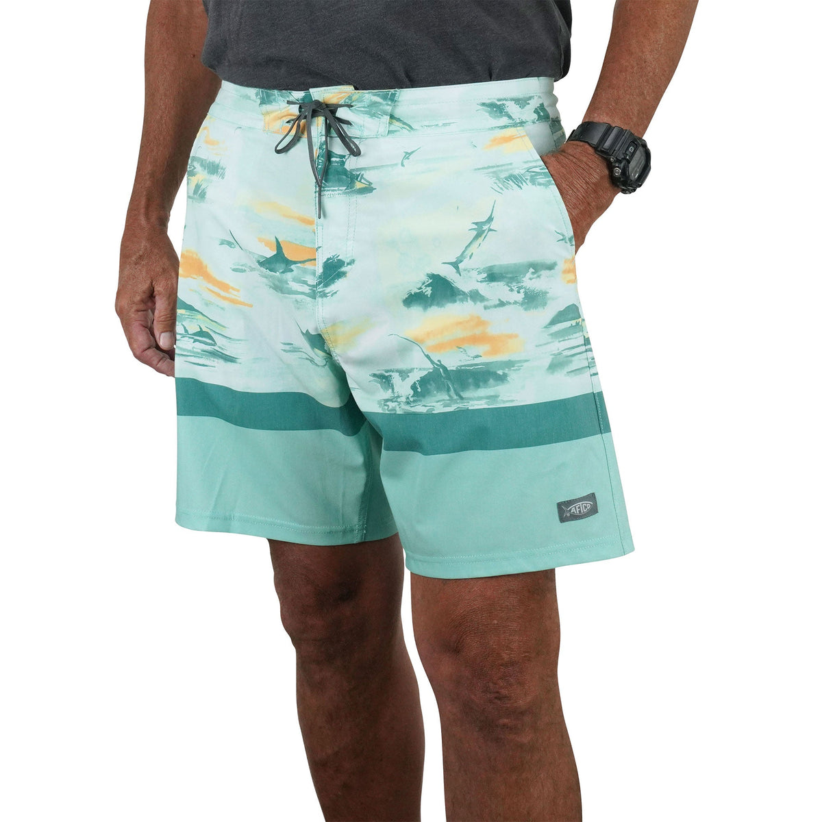 Blue Shadow Cocoboardie Recycled Fishing Boardshorts / AFTCO Featured