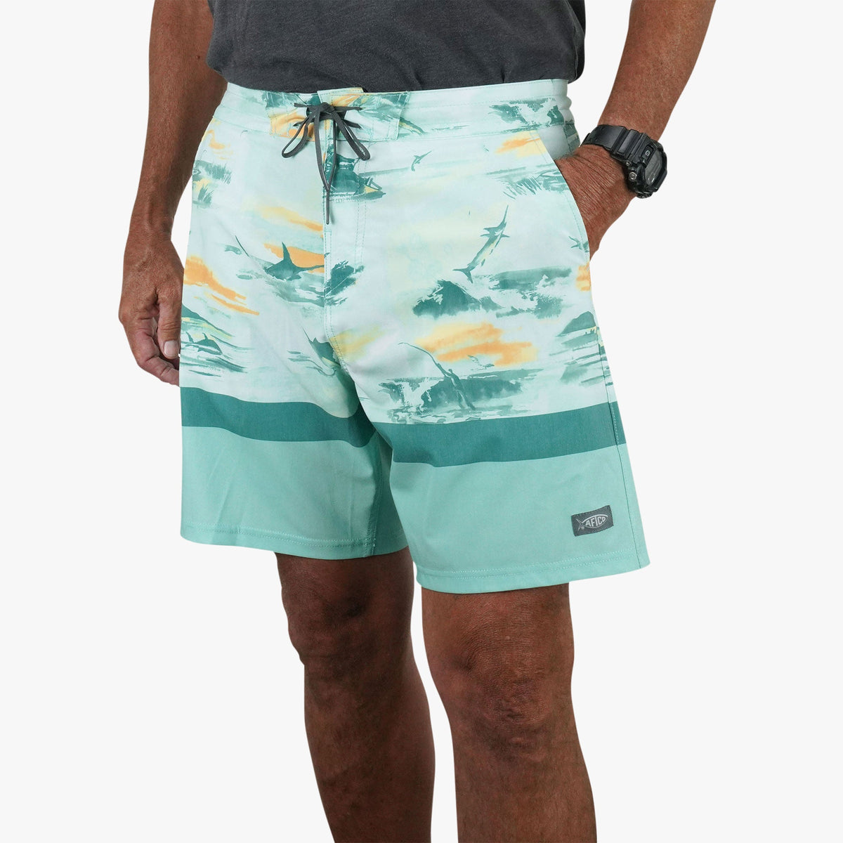 Blue Shadow Cocoboardie Recycled Fishing Boardshorts / AFTCO Featured