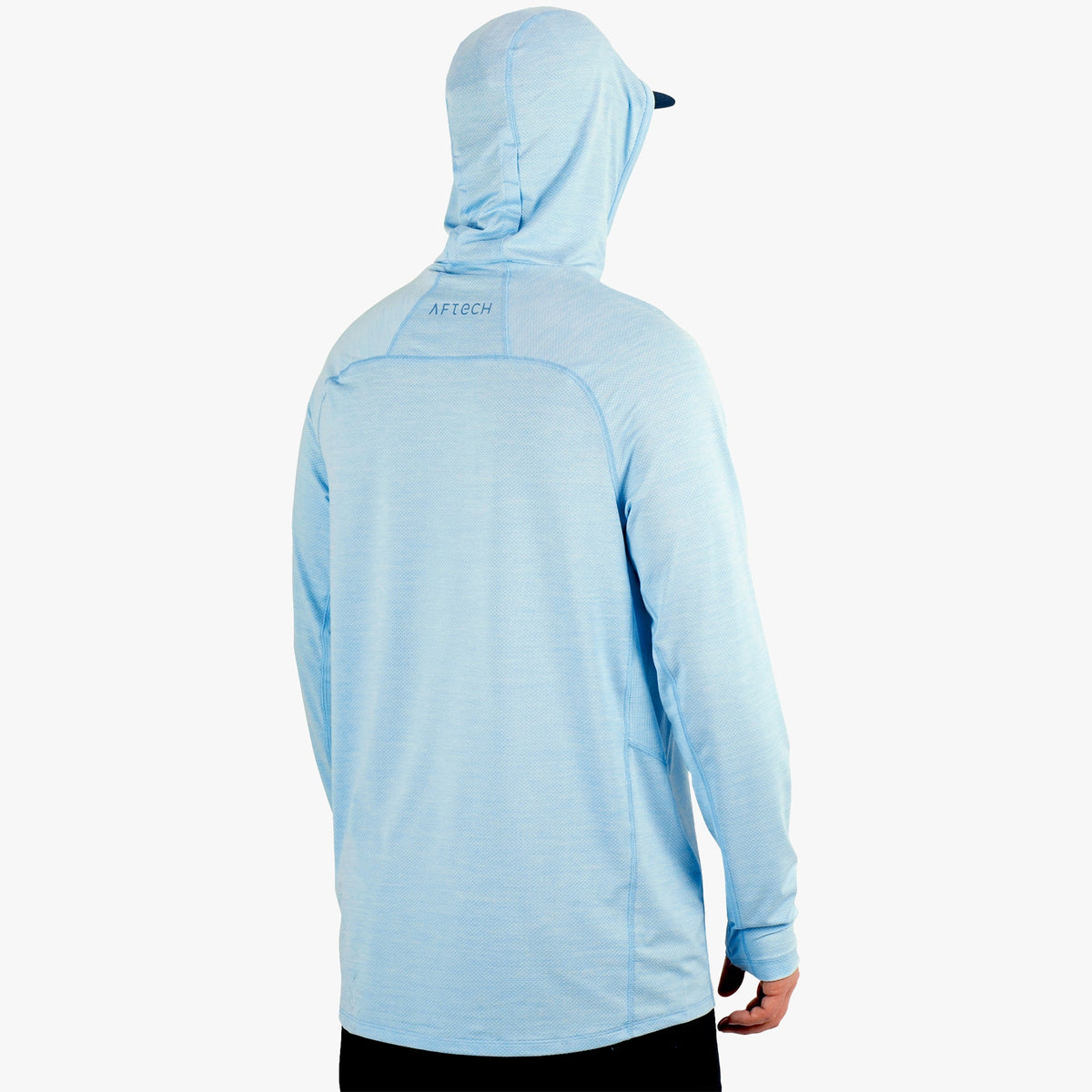 Airy Blue Heather Adapt Phase Change Hooded Fishing Shirt / AFTCO Great Value