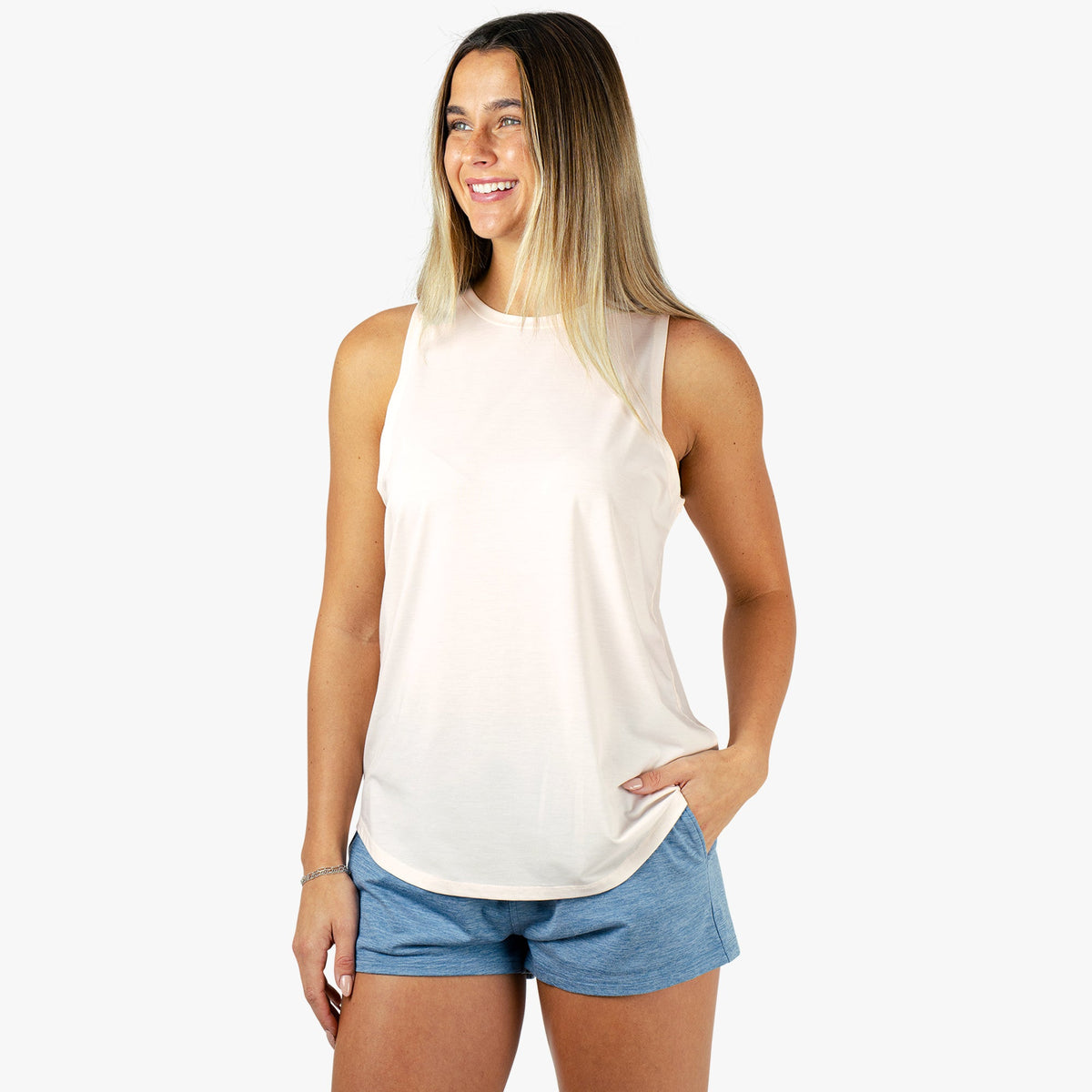 Blush Heather Women's Ocean Bound Performance Tank / AFTCO Popular