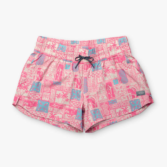 Flamingo Pink Women's Strike Printed Swim Shorts / AFTCO Signature