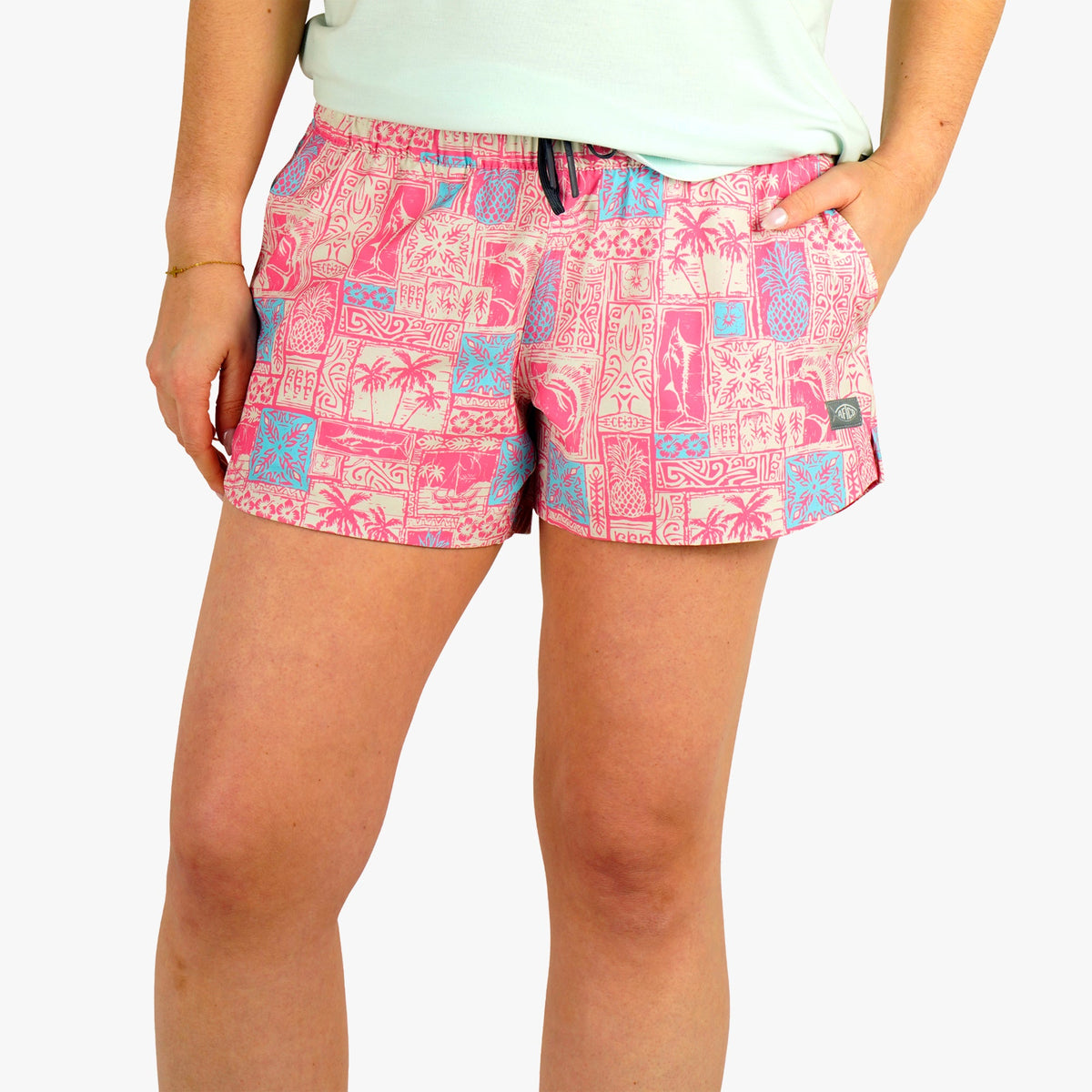 Flamingo Pink Women's Strike Printed Swim Shorts / AFTCO Signature