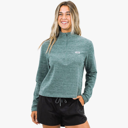 Steel Heather Women's Coastal Layer 1/4 Zip Fishing Pullover / AFTCO Recommended