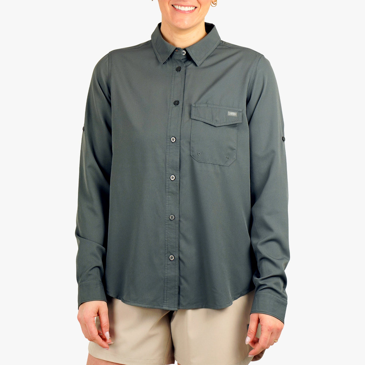 Charcoal Women's Palomar Tech LS Wovens / AFTCO Classic