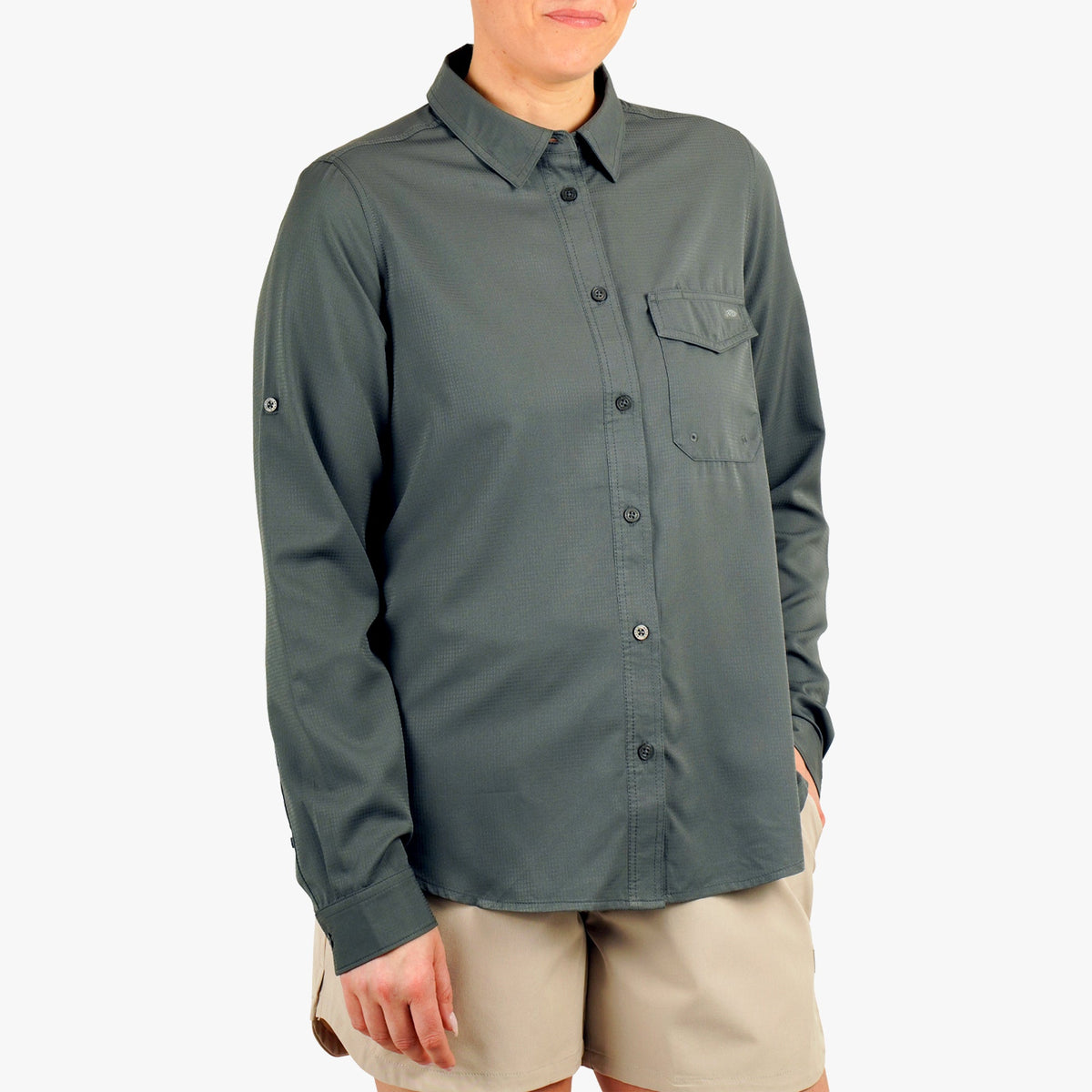 Charcoal Women's Palomar Tech LS Wovens / AFTCO Classic