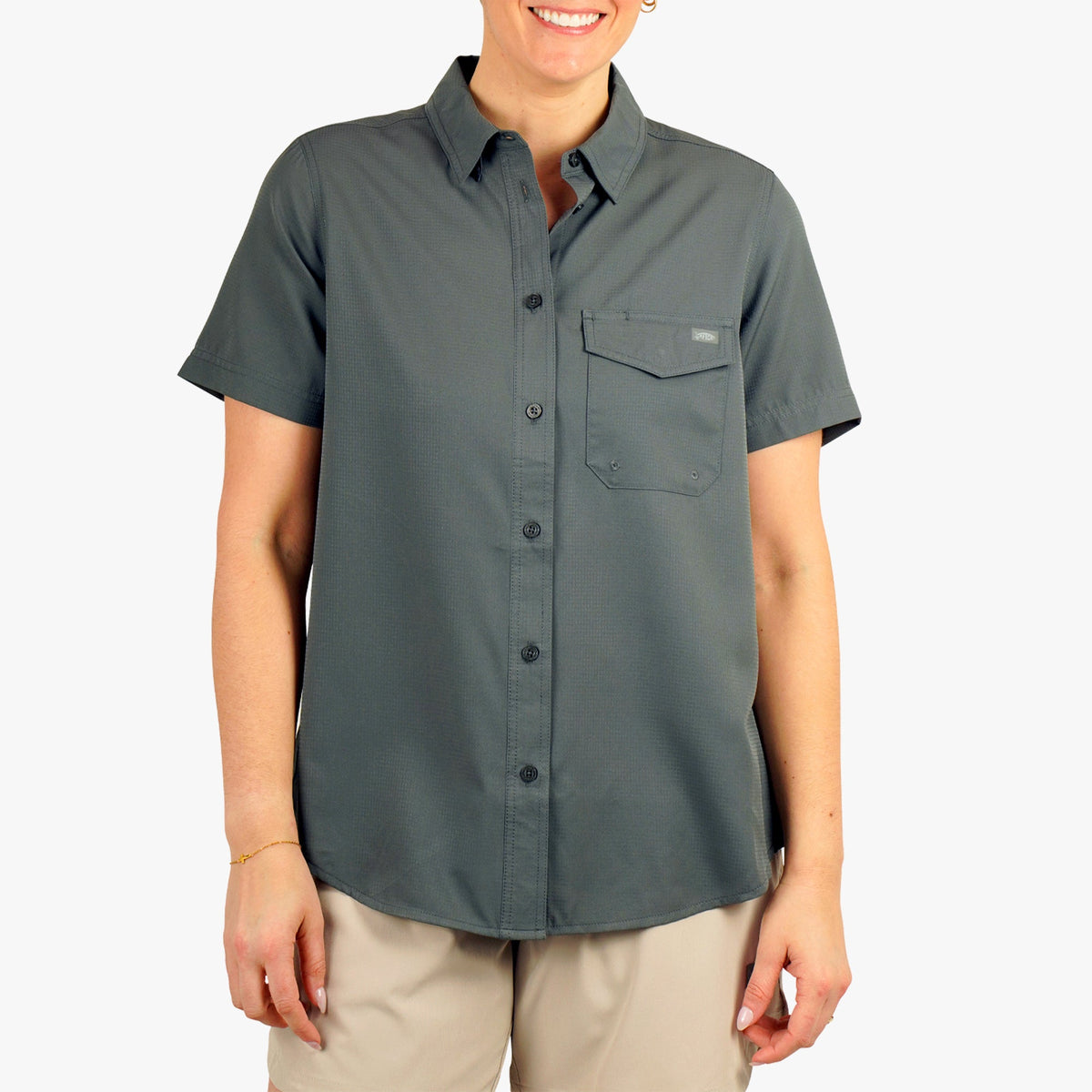 Charcoal Women's Palomar Tech SS Wovens / AFTCO Sale