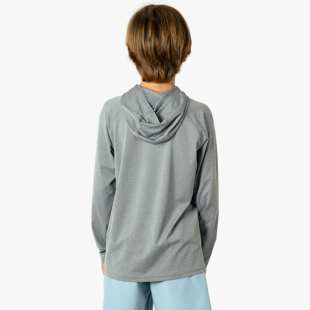 Steel Heather Youth Samurai Hood Performance LS Shirt / AFTCO Great Value