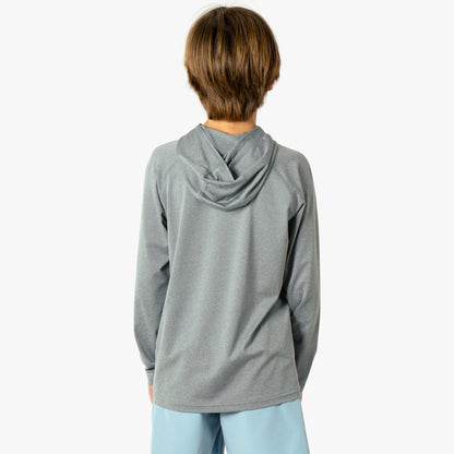Steel Heather Youth Samurai Hood Performance LS Shirt / AFTCO Great Value