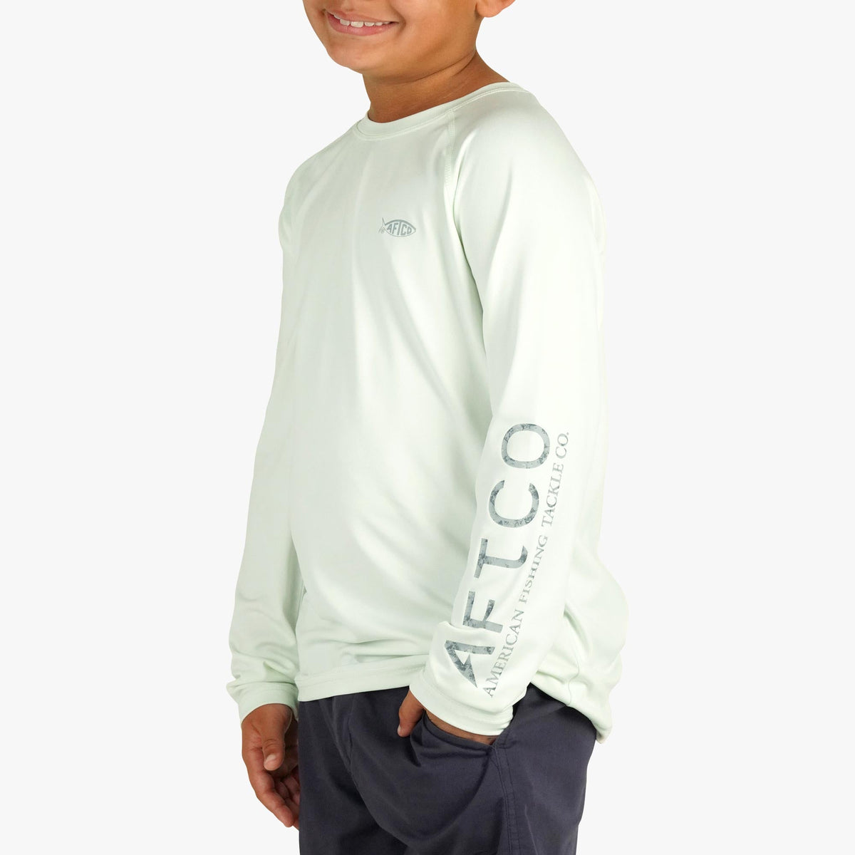 Coral Sands Heather Youth Samurai Performance LS Shirt / AFTCO Special Offer