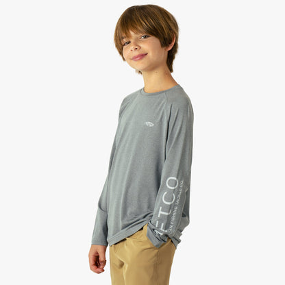 Coral Sands Heather Youth Samurai Performance LS Shirt / AFTCO Special Offer