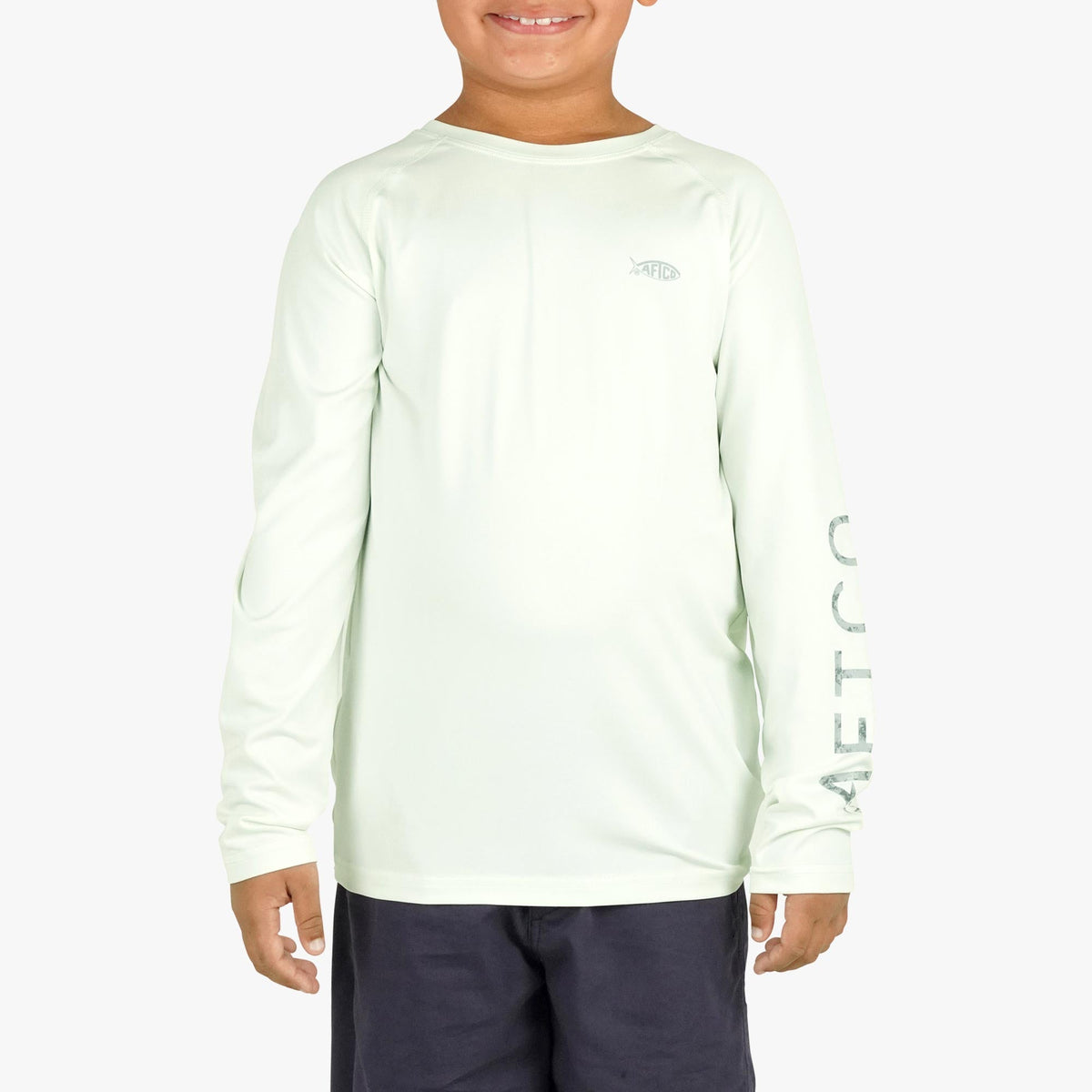 Coral Sands Heather Youth Samurai Performance LS Shirt / AFTCO Special Offer
