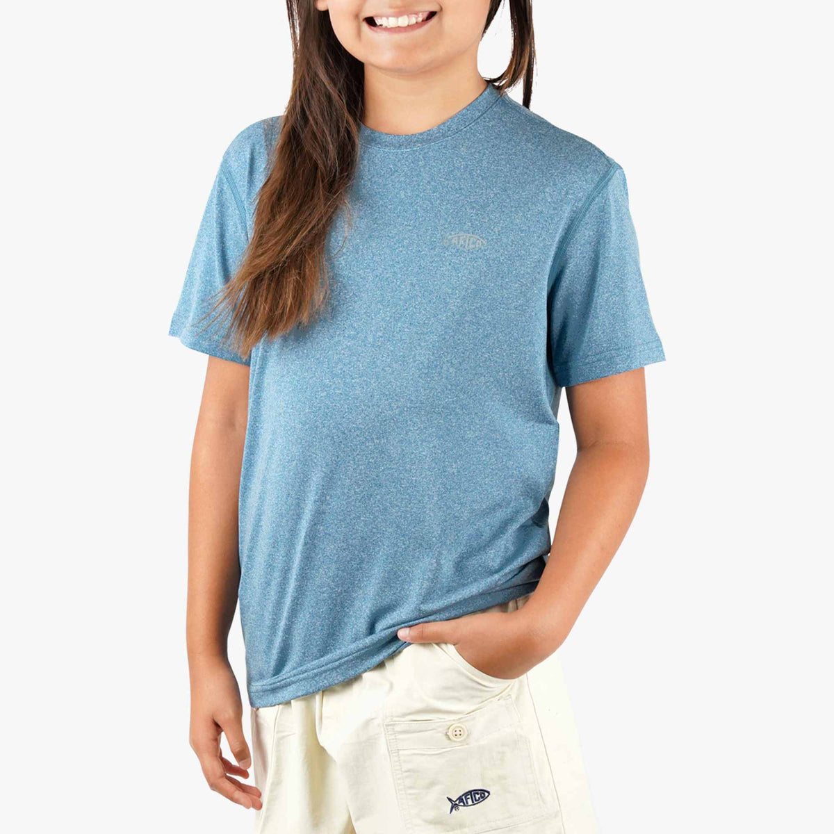 Corsair Heather Youth Samurai SS Performance Shirt / AFTCO Discount