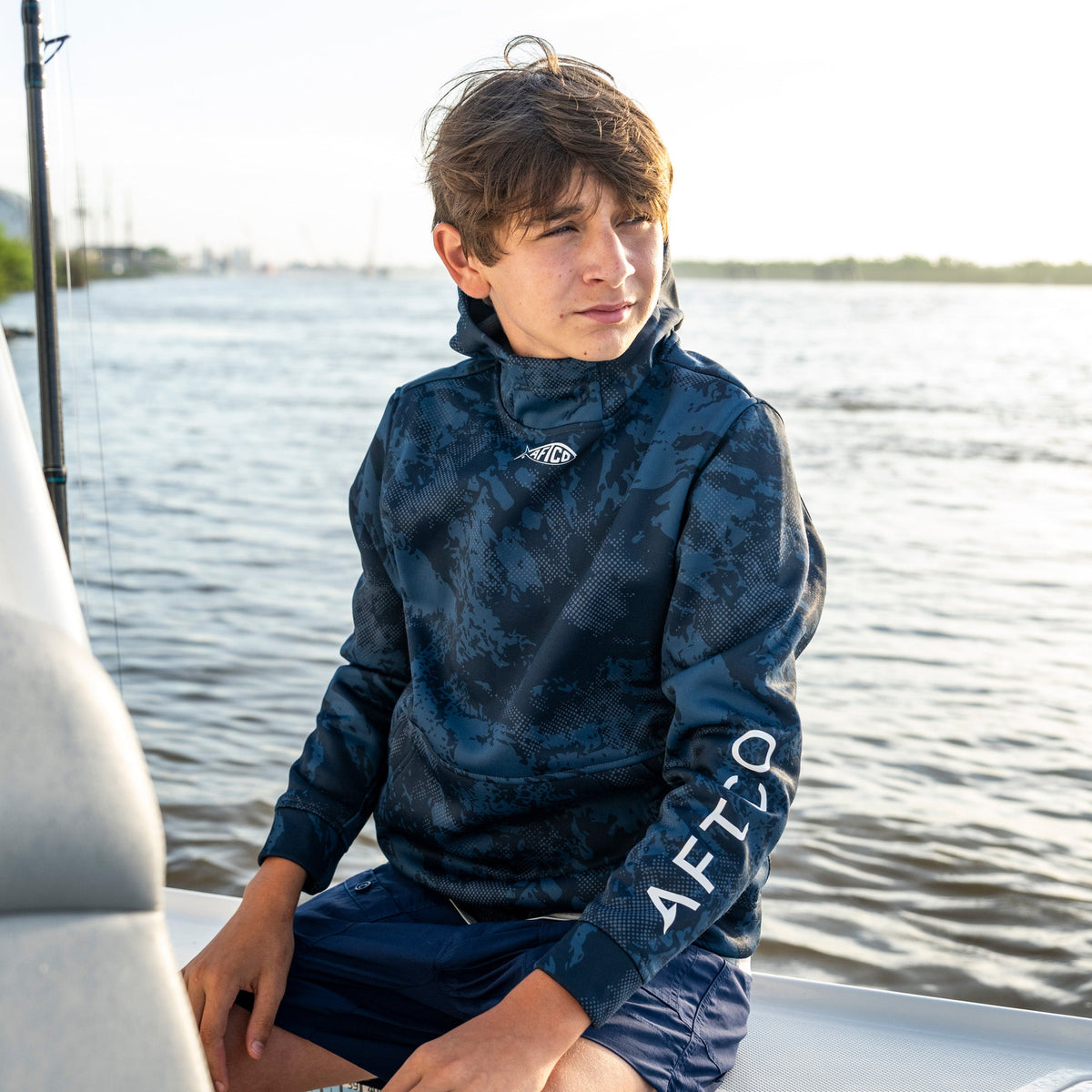 Olive Current Camo Youth Shadow Tactical Hoodie / AFTCO Premium