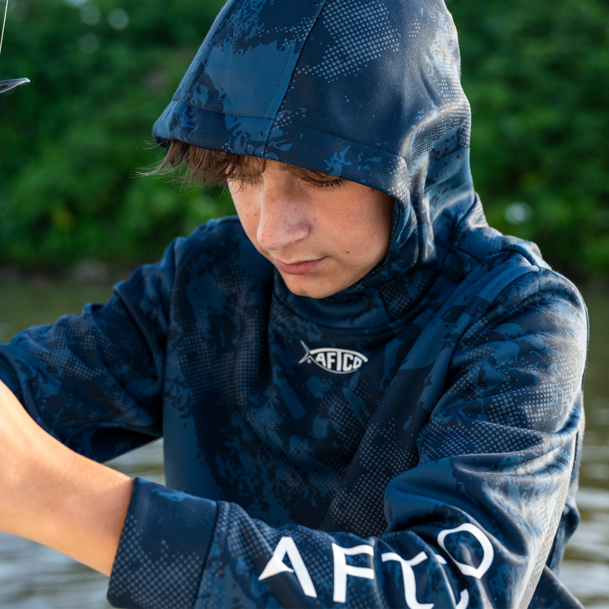 Olive Current Camo Youth Shadow Tactical Hoodie / AFTCO Premium