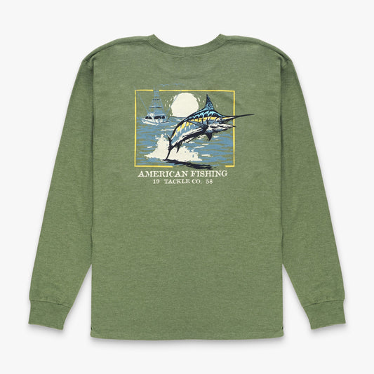 Army Heather Youth Flying Bill Long Sleeve Fishing T-Shirt / AFTCO Recommended