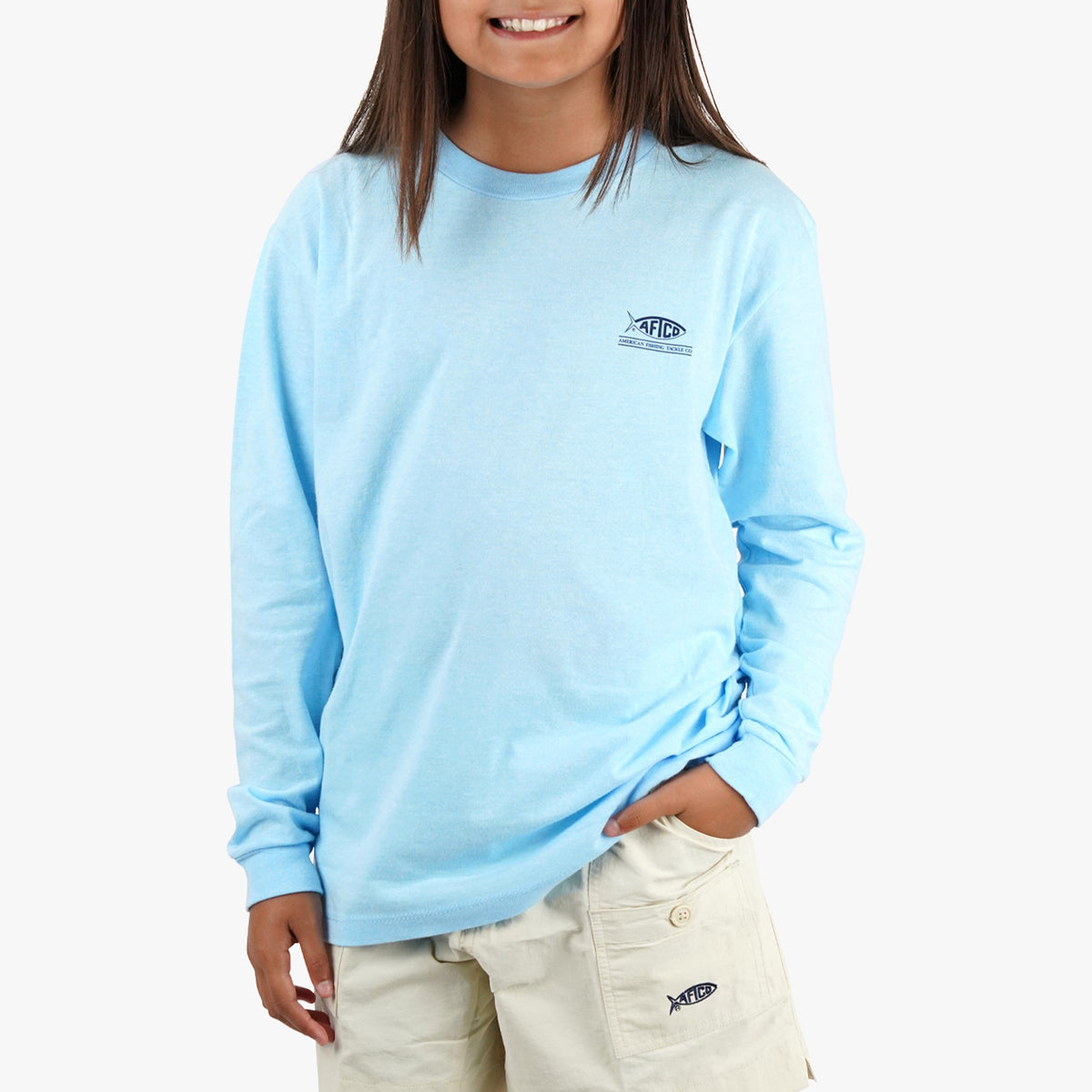 Army Heather Youth Flying Bill Long Sleeve Fishing T-Shirt / AFTCO Recommended