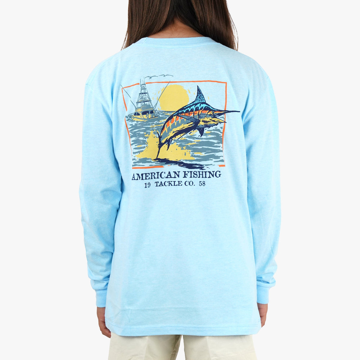 Army Heather Youth Flying Bill Long Sleeve Fishing T-Shirt / AFTCO Recommended