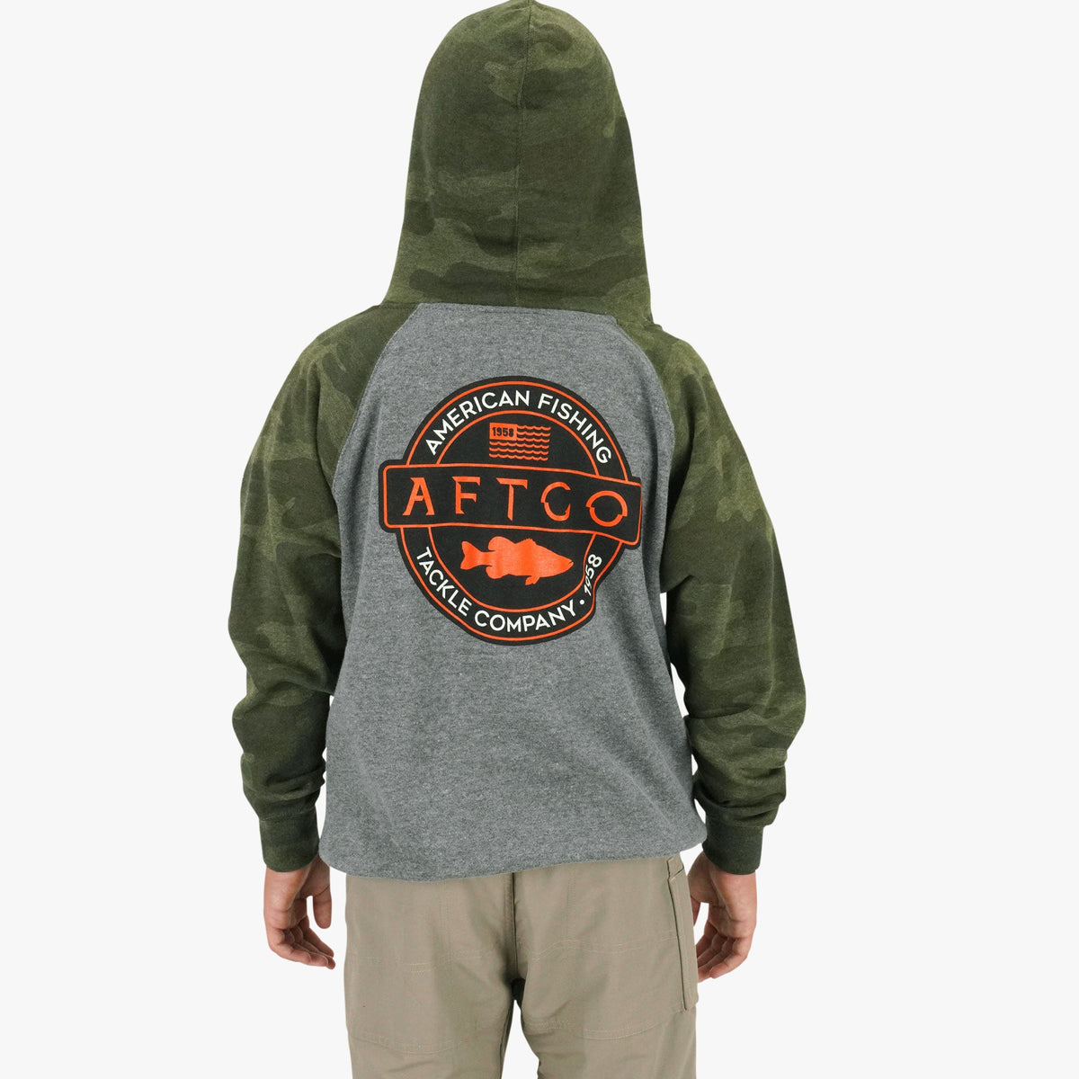 Forest Camo Youth Bass Patch Pullover Hoodie / AFTCO Signature