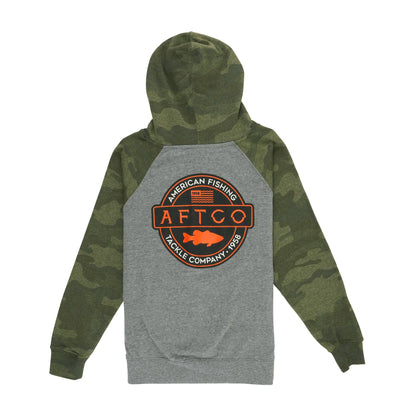 Forest Camo Youth Bass Patch Pullover Hoodie / AFTCO Signature