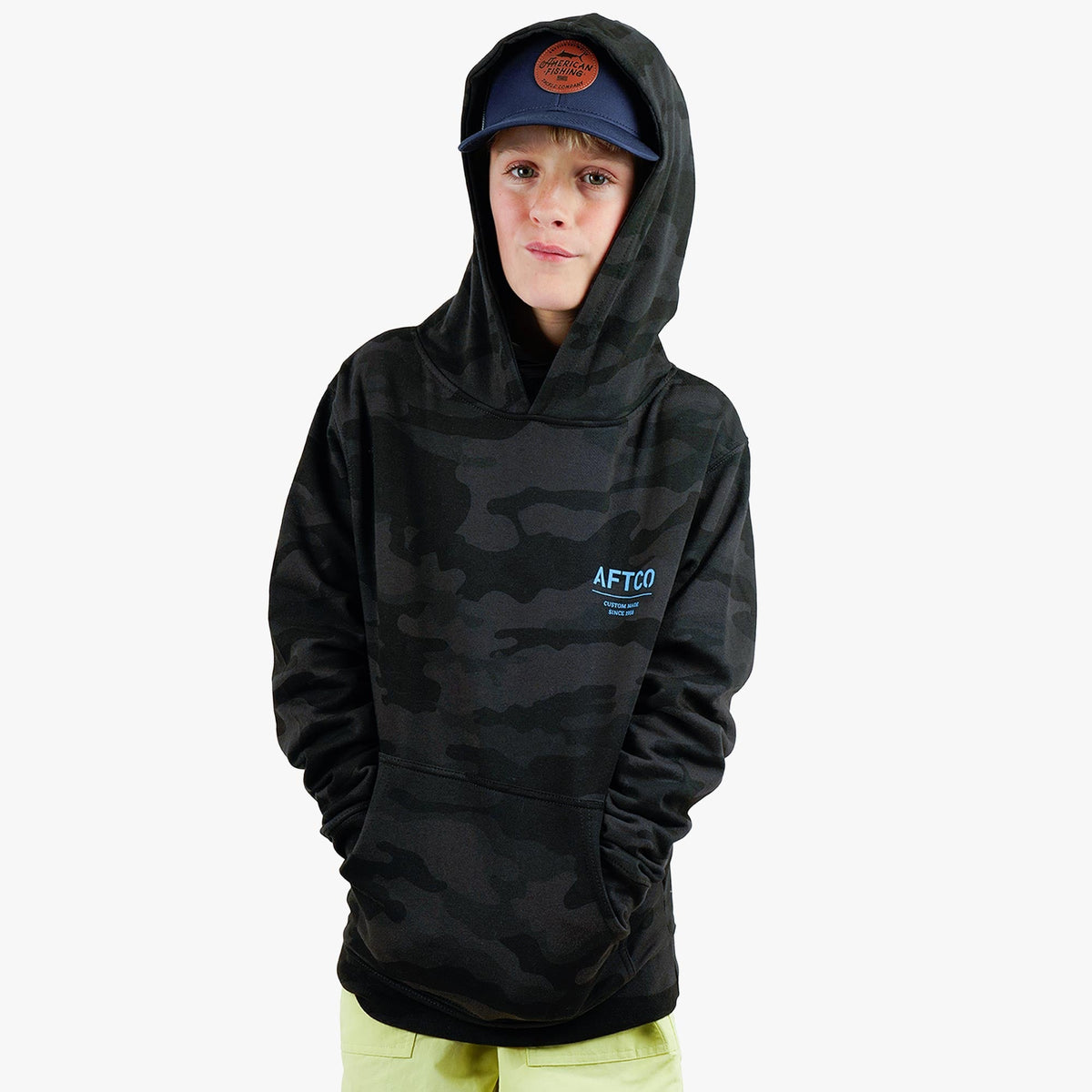 Black Camo Youth Radar Camo Pullover Hoodie / AFTCO Customer Favorite