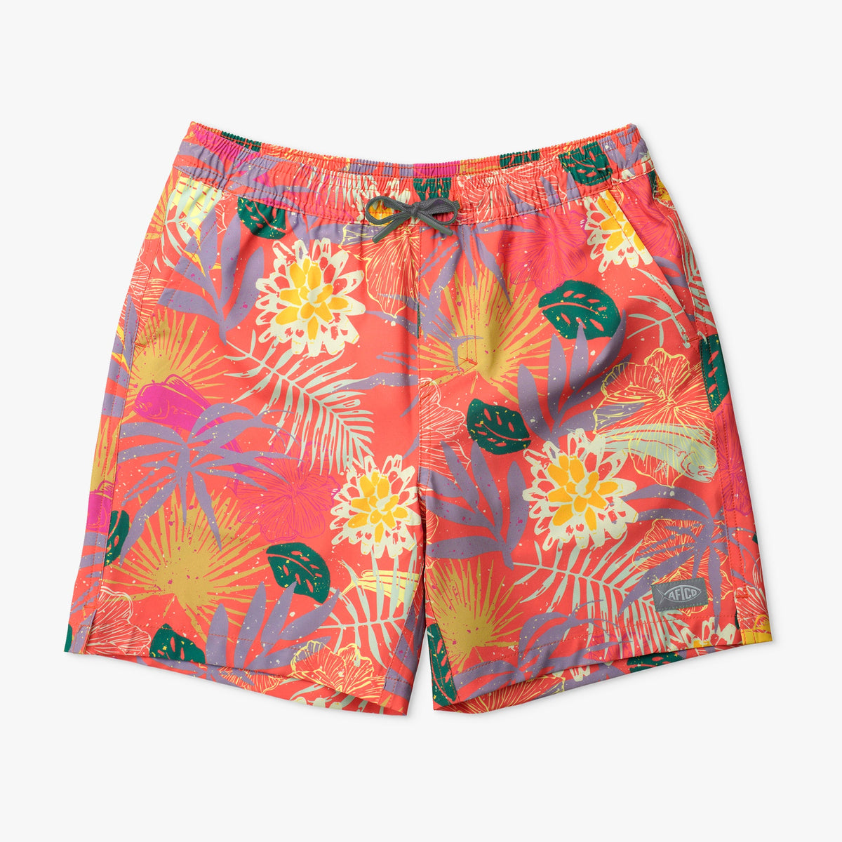 Coral Youth Strike Printed Swim Shorts / AFTCO Featured