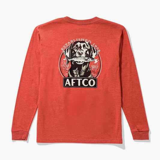 Salmon Heather Youth On The Road Long Sleeve Fishing T-Shirt / AFTCO Value