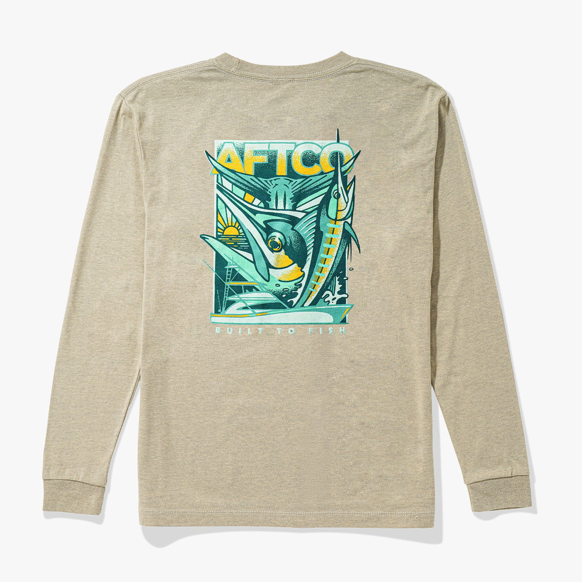 Navy Heather Youth Billed Long Sleeve Fishing Shirt / AFTCO Exclusive