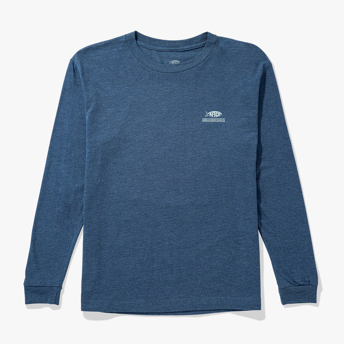 Navy Heather Youth Billed Long Sleeve Fishing Shirt / AFTCO Exclusive