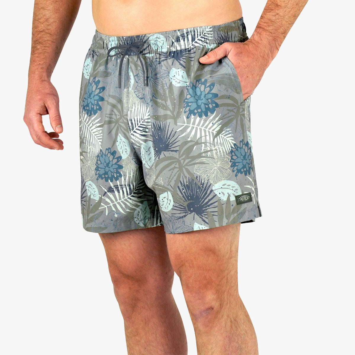 Chrcoal Print Strike Printed Swim Trunks / AFTCO Value