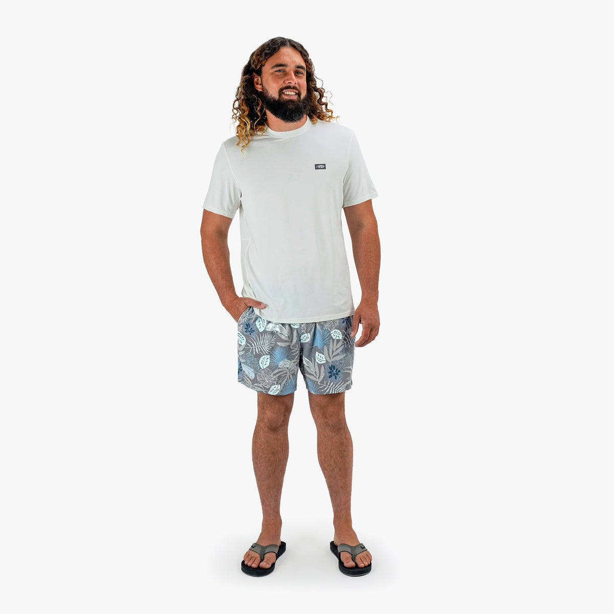 Chrcoal Print Strike Printed Swim Trunks / AFTCO Value