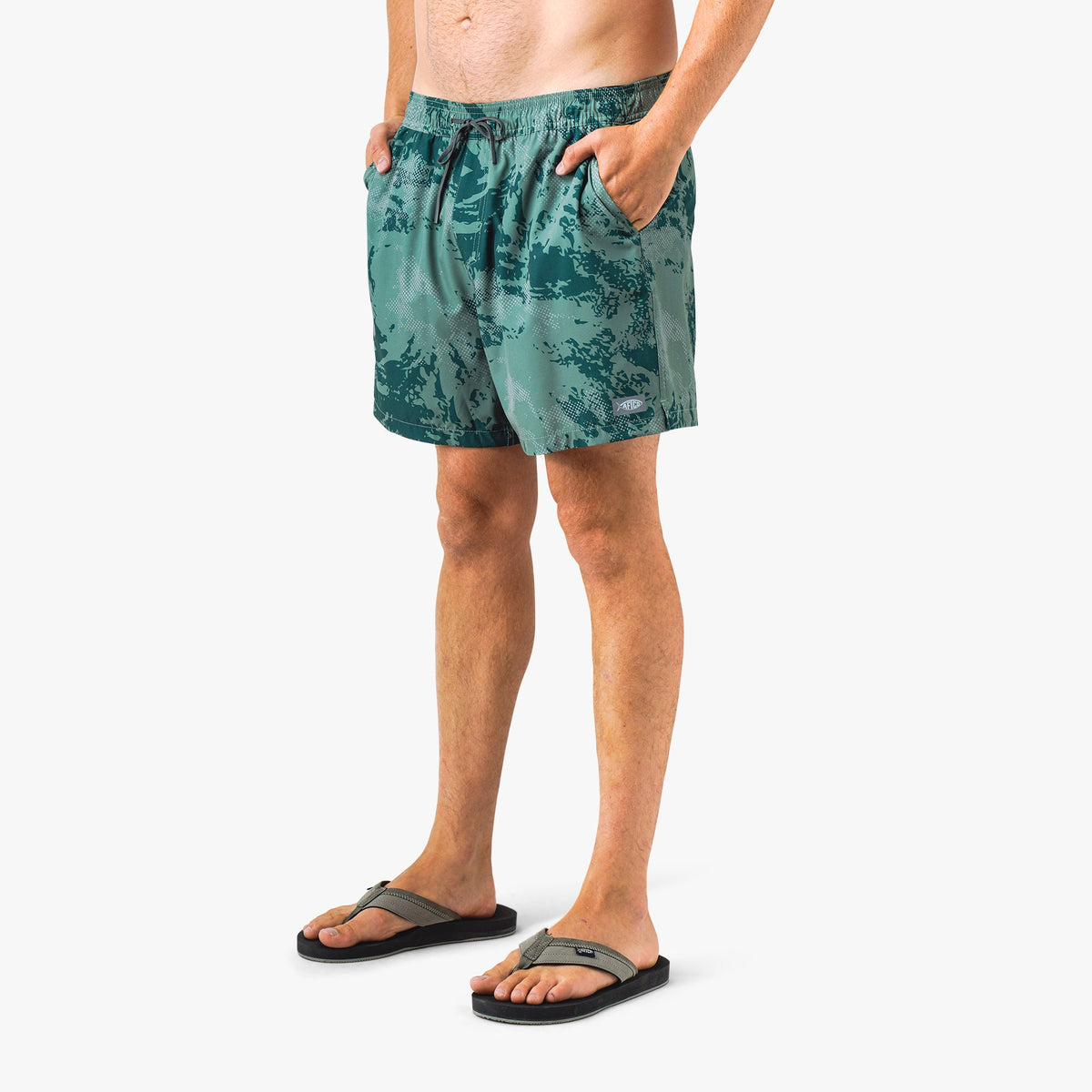 Dark Sea Storm Camo Strike Printed Swim Trunks / AFTCO Latest