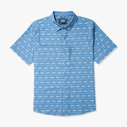 Blue Shadow Seabreeze Short Sleeve Button Down Shirt / AFTCO Top Pick