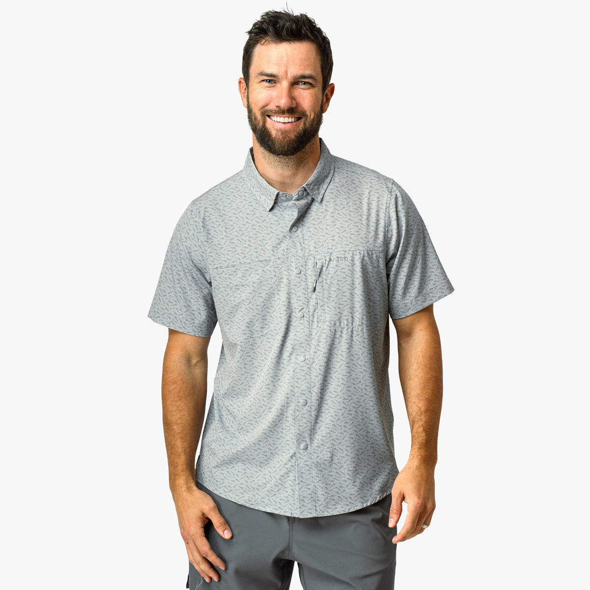 Blue Shadow Seabreeze Short Sleeve Button Down Shirt / AFTCO Top Pick