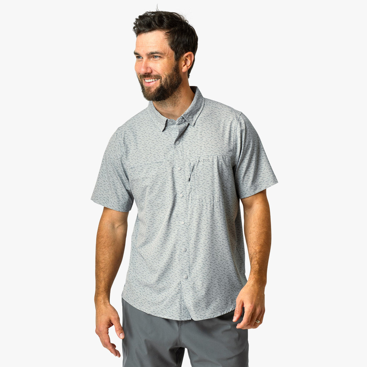 Blue Shadow Seabreeze Short Sleeve Button Down Shirt / AFTCO Top Pick