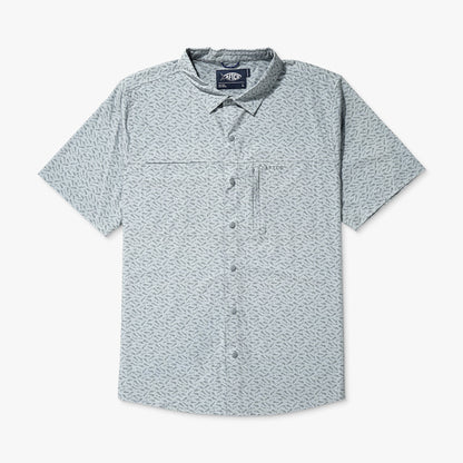 Blue Shadow Seabreeze Short Sleeve Button Down Shirt / AFTCO Top Pick
