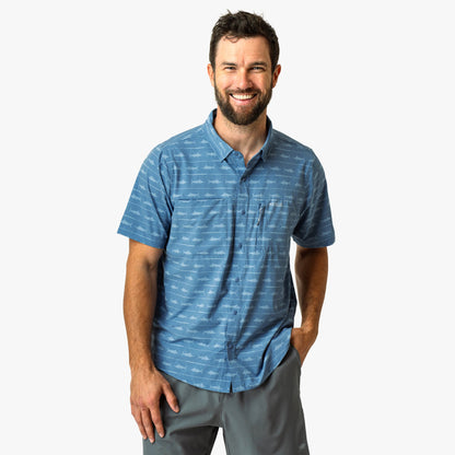 Blue Shadow Seabreeze Short Sleeve Button Down Shirt / AFTCO Top Pick
