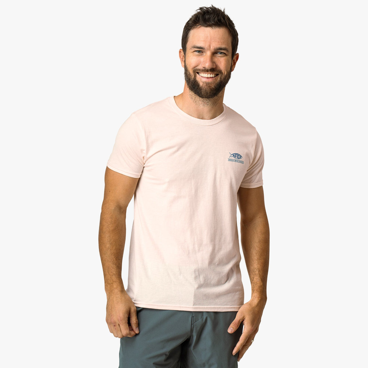 Azure Heather United Short Sleeve Men's Fishing T-Shirt / AFTCO Special Offer