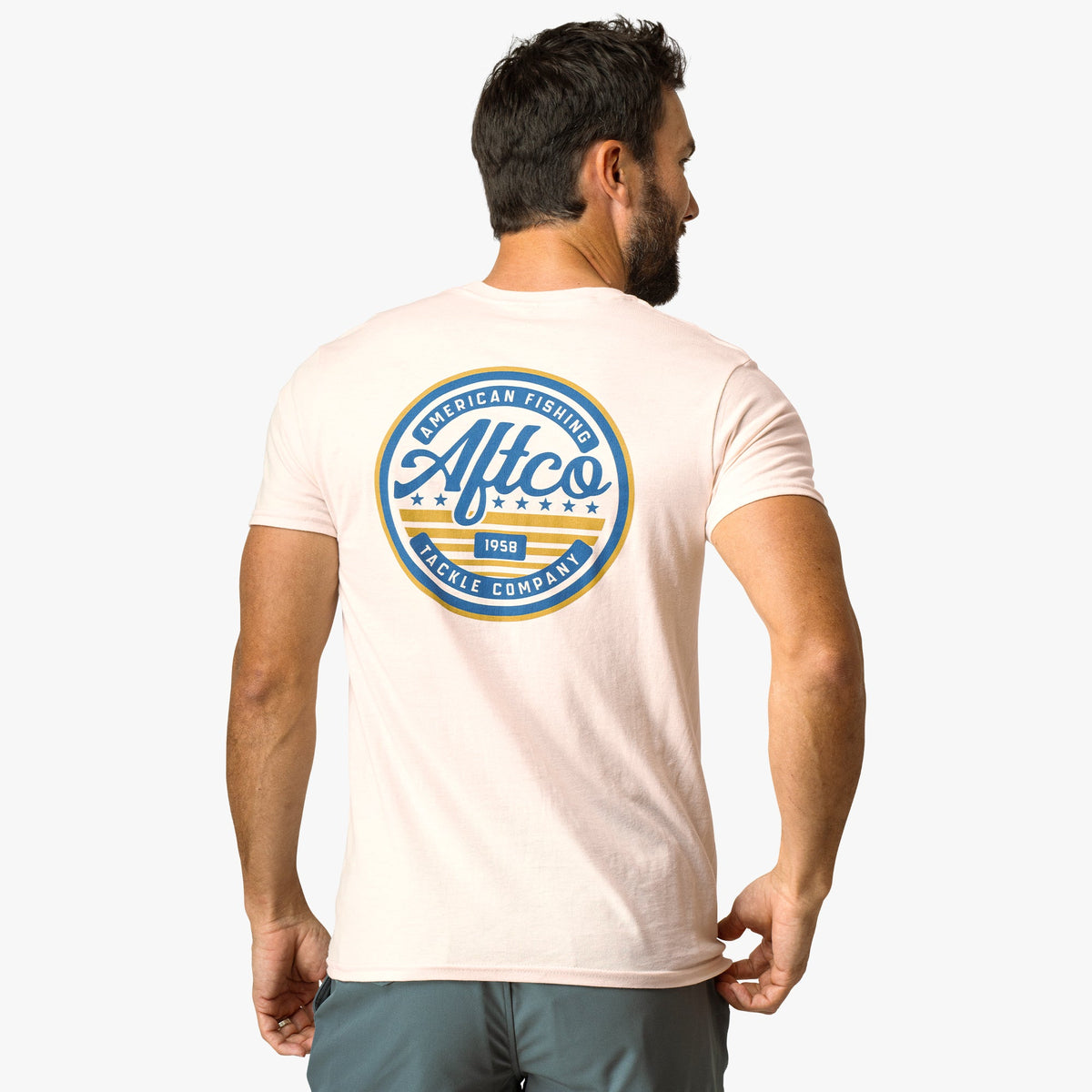 Azure Heather United Short Sleeve Men's Fishing T-Shirt / AFTCO Special Offer