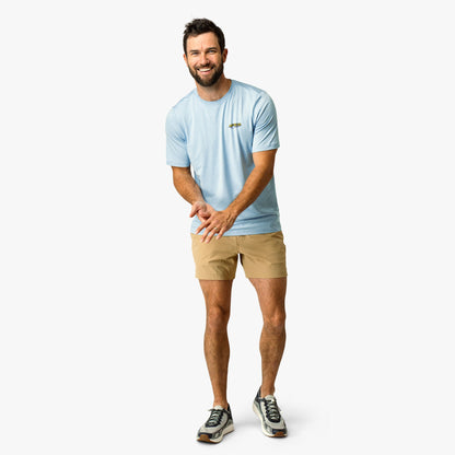 Airy Blue Heather Greetings Short Sleeve Sun Protection Shirt / AFTCO Best Seller