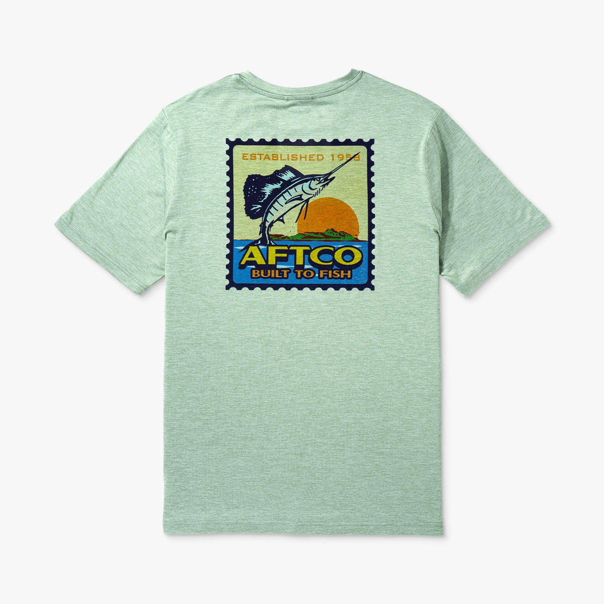 Airy Blue Heather Greetings Short Sleeve Sun Protection Shirt / AFTCO Best Seller