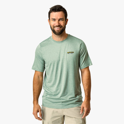 Airy Blue Heather Greetings Short Sleeve Sun Protection Shirt / AFTCO Best Seller