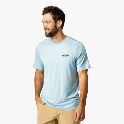 Airy Blue Heather Greetings Short Sleeve Sun Protection Shirt / AFTCO Best Seller