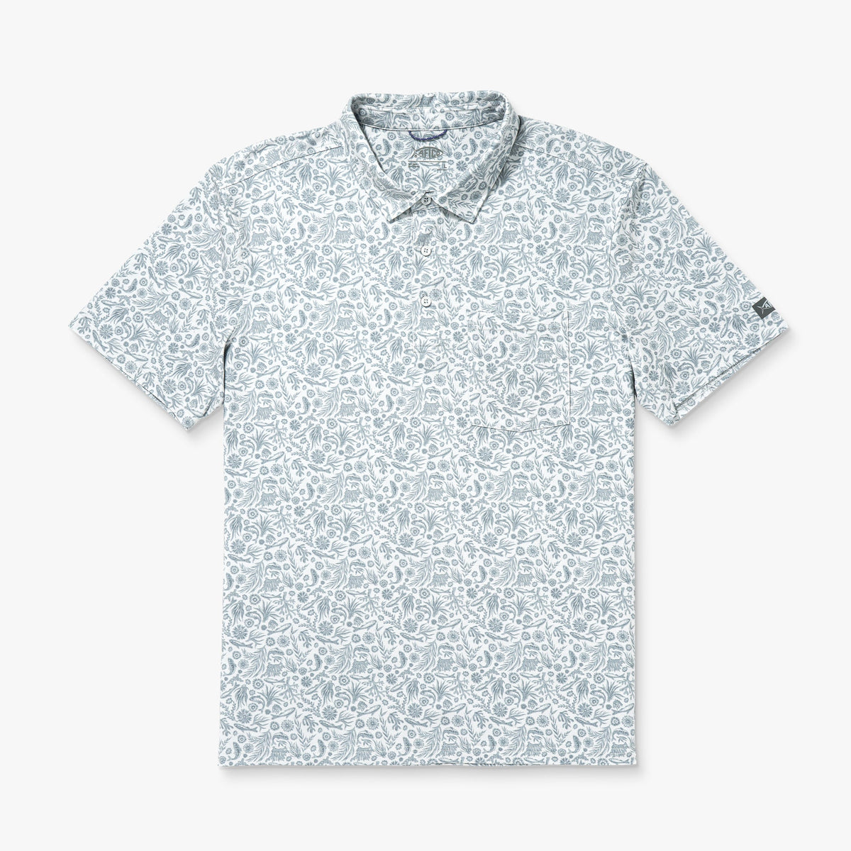 Oyster Gray Qualifier Printed Performance Polo Shirt / AFTCO Quality
