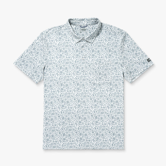 Oyster Gray Qualifier Printed Performance Polo Shirt / AFTCO Quality