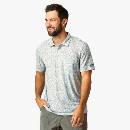 Oyster Gray Qualifier Printed Performance Polo Shirt / AFTCO Quality